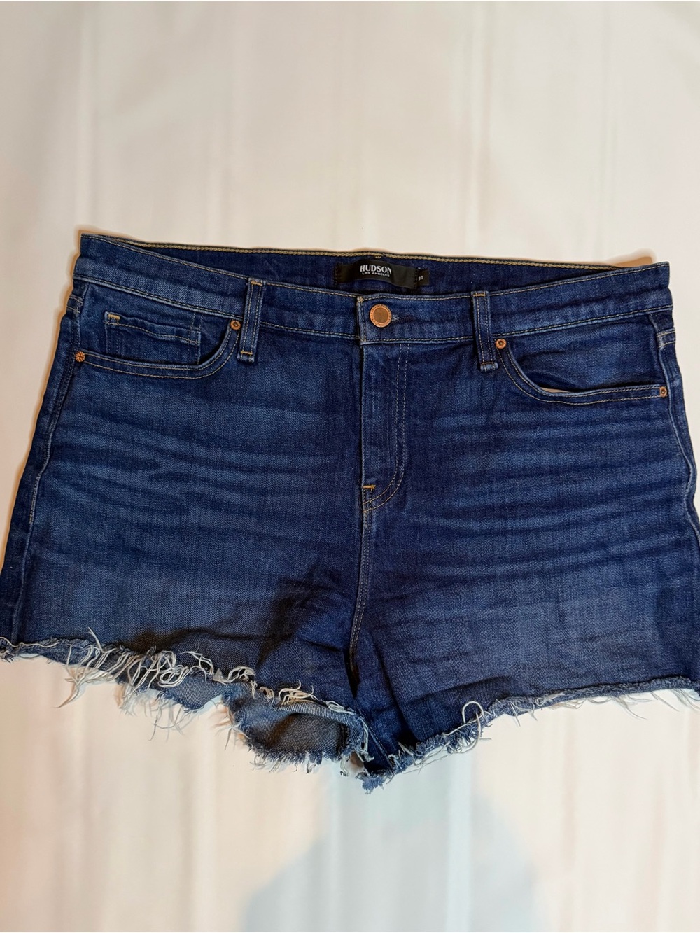 Hudson Jeans Dark Blue Distressed Cutoff Denim Shorts